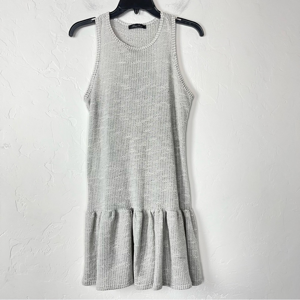 Honey Punch Dress Sweater Tank‎ Crochet Knit Black White Heather Marled Cotton
